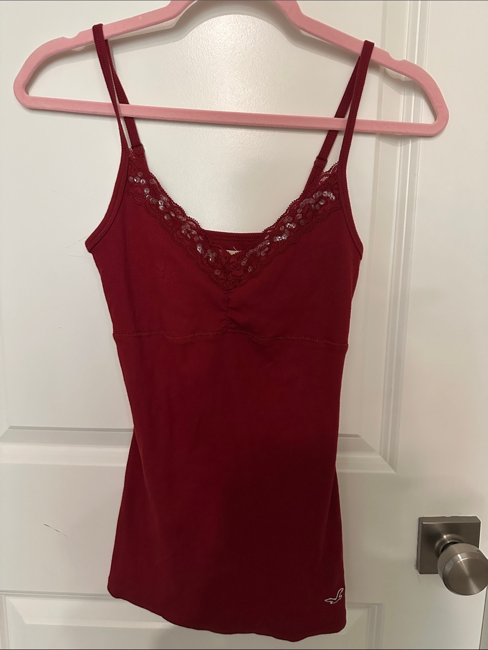 Hollister Burgundy Lace-Trim Slip Chemise